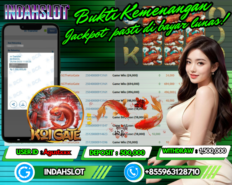 INDAHSLOT JACKPOT KOI GATE Rp.1.500,000,- LUNAS!!