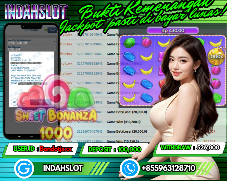 INDAHSLOT JACKPOT SWEET BONANZA 1000 Rp.526.000,- LUNAS!!