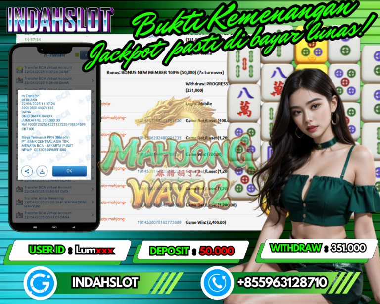 INDAHSLOT JACKPOT MAHJONGWAYS 2 Rp.351,000,- LUNAS!!