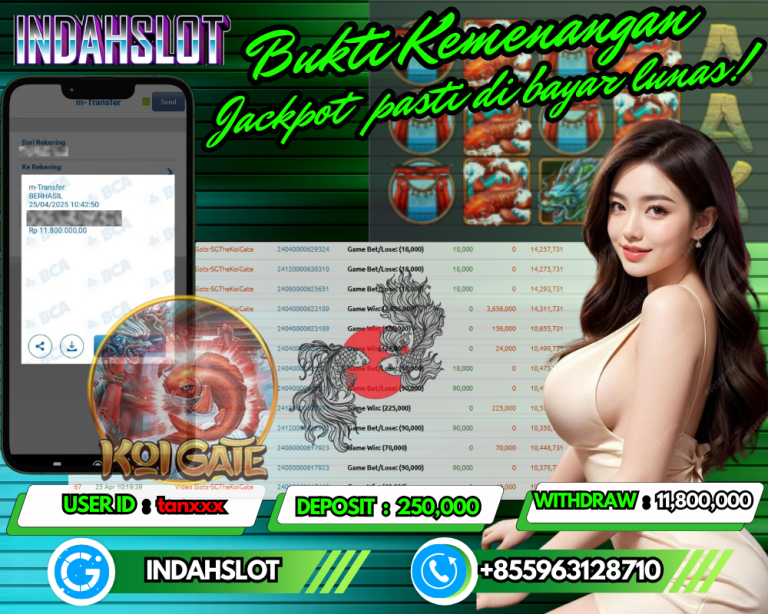 INDAHSLOT JACKPOT KOI GATE Rp.11.800,000,- LUNAS!!
