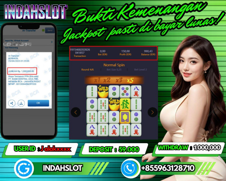 INDAHSLOT JACKPOT MAHJONG WAYS Rp.1.000,000,- LUNAS!!