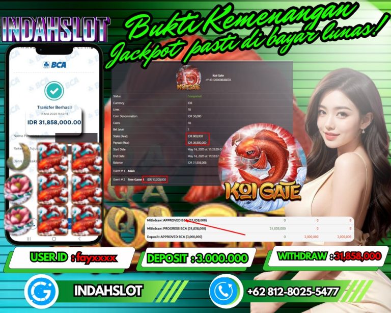 INDAHSLOT JACKPOT KOI GATE Rp.31,858,000,- LUNAS!!