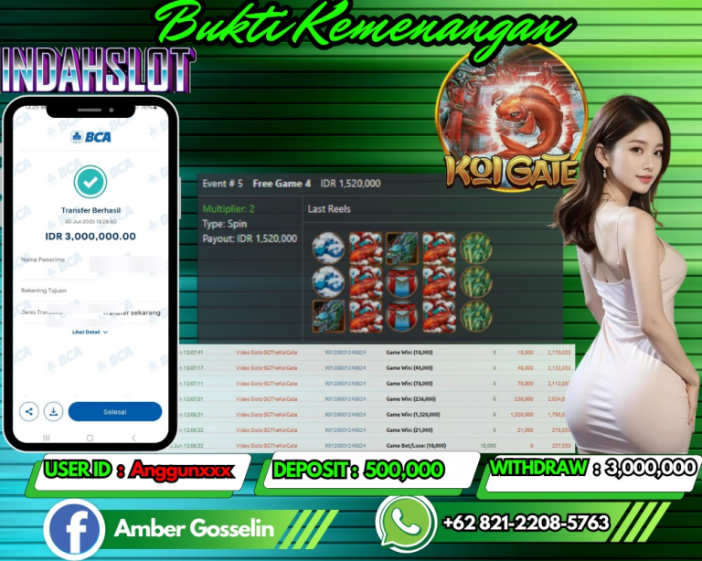 INDAHSLOT JACKPOT KOI GATE Rp.3,000,000,-,- LUNAS!!