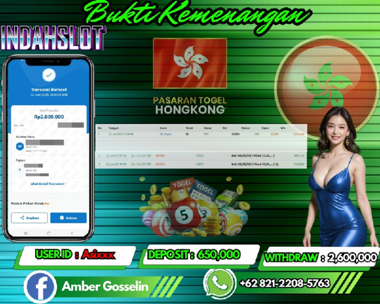 INDAHSLOT JACKPOT HK 2D DI DEPAN Rp.2,600,000,- LUNAS!!