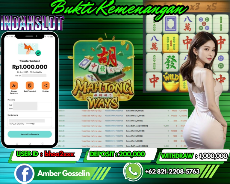 INDAHSLOT JACKPOT MAHJONG WAYS Rp.1,000,000,- LUNAS!!
