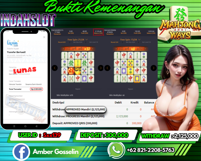 INDAHSLOT JACKPOT MAHJONG WAYS Rp.2,125,000,- LUNAS!!