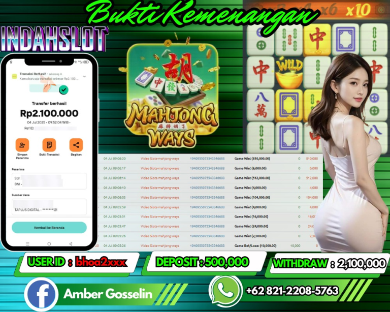 INDAHSLOT JACKPOT MAHJONG WAYS Rp.2,100,000,-,- LUNAS!!