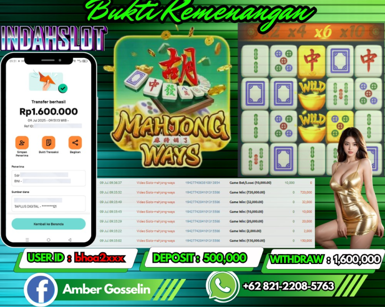 INDAHSLOT JACKPOT MAHJONG WAYS Rp.1,600,000,- LUNAS!!