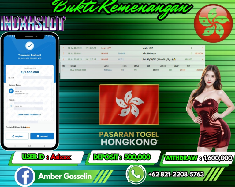 INDAHSLOT JACKPOT HK 2D DI DEPAN Rp.1,600,000,- LUNAS!!