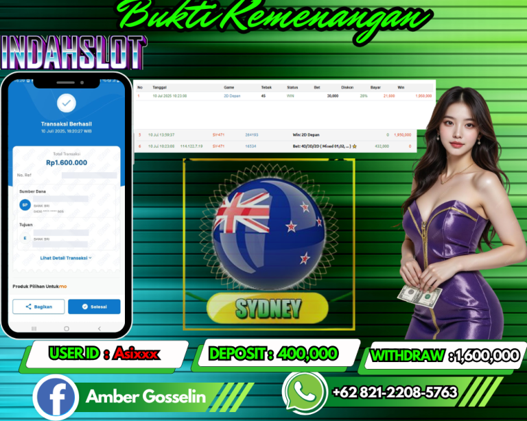 INDAHSLOT JACKPOT SYD 2D DI DEPAN Rp.1,600,000,- LUNAS!!