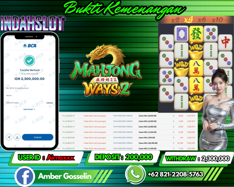 INDAHSLOT JACKPOT MAHJONG WAYS 2 Rp.2,300,000,- LUNAS!!