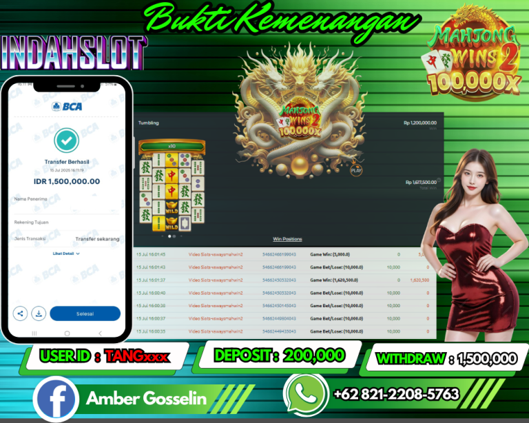 INDAHSLOT JACKPOT MAHJONG WINS 2 Rp.1,500,000,- LUNAS!!