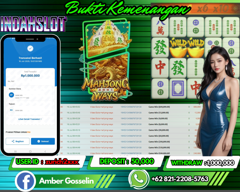 INDAHSLOT JACKPOT MAHJONG WAYS Rp.1,000,000,- LUNAS!!