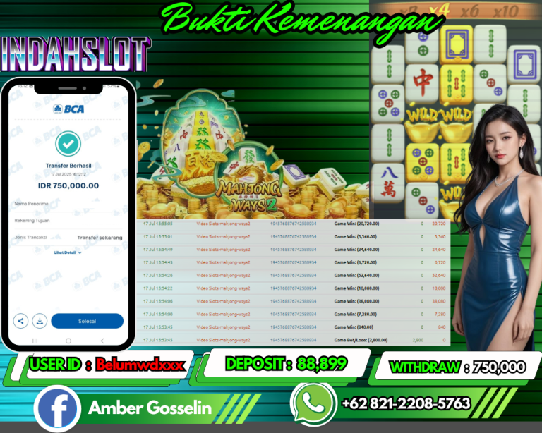 INDAHSLOT JACKPOT MAHJONG WAYS 2 Rp.750,000,- LUNAS!!
