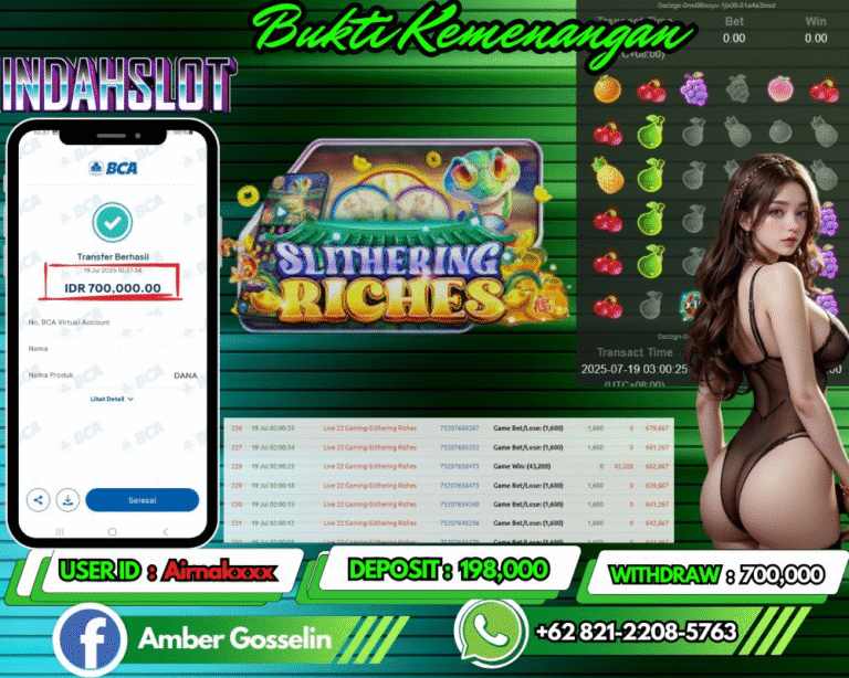 INDAHSLOT JACKPOT SLITHERING RICHES Rp.700,000,- LUNAS!!