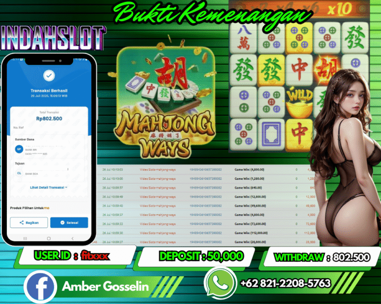 INDAHSLOT JACKPOT MAHJONG WAYS Rp.802.500,- LUNAS!!