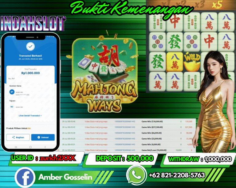 INDAHSLOT JACKPOT MAHJONG WAYS Rp.1,000,000,- LUNAS!!