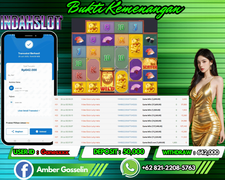 INDAHSLOT JACKPOT LUCKY NEKO Rp.642,000,- LUNAS!!