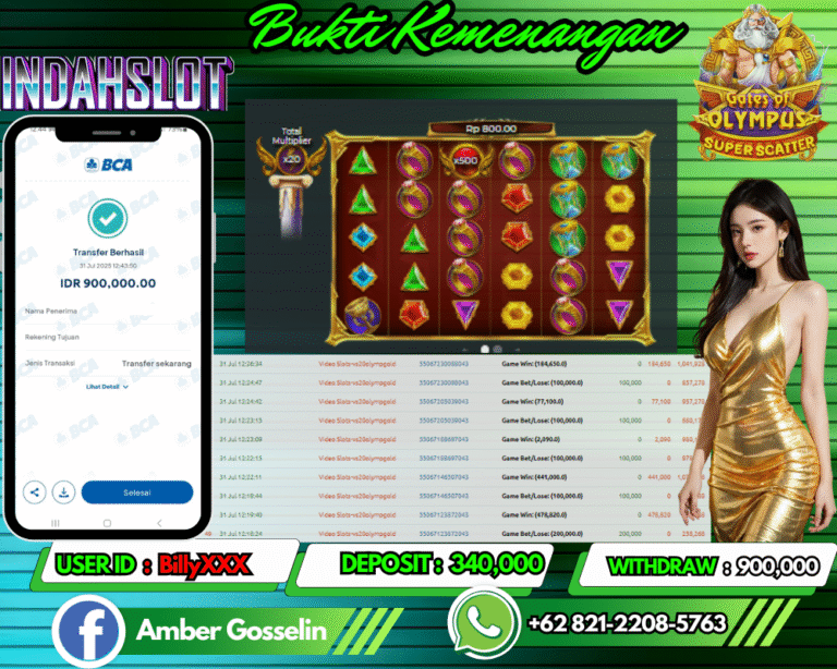 INDAHSLOT JACKPOT Gates of Olympus Super Scatter Rp.900,000,- LUNAS!!