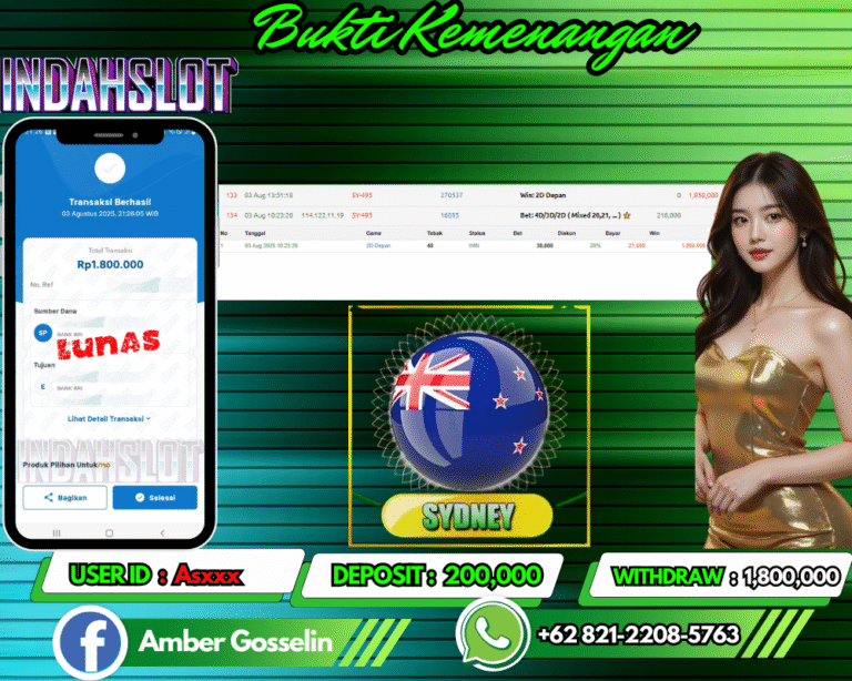 INDAHSLOT JACKPOT SYD 2D DI DEPAN Rp.1,800,000,- LUNAS!!