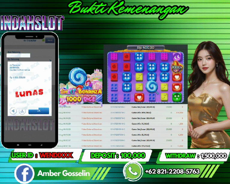 INDAHSLOT JACKPOT Sweet Bonanza 1000 Dice Rp.1,500,000,- LUNAS!!