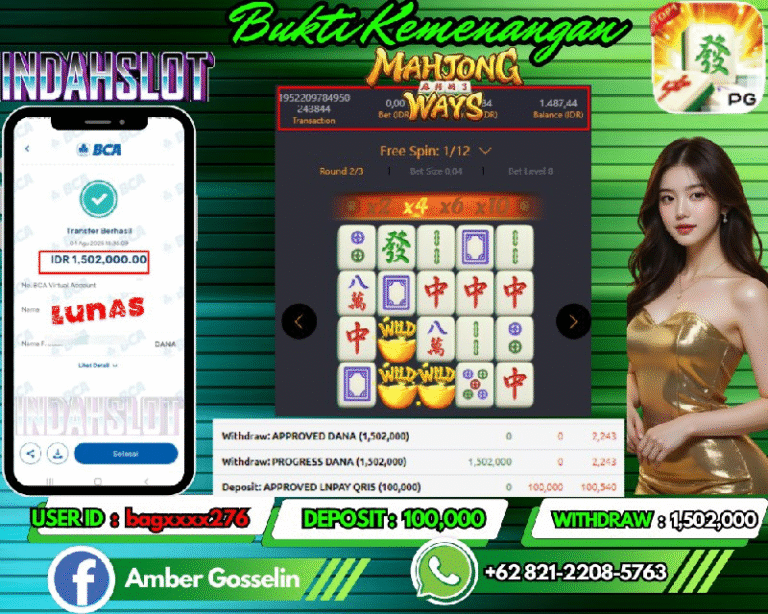 INDAHSLOT JACKPOT MAHJONG WAYS 1 Rp.1,502,000,- LUNAS!!
