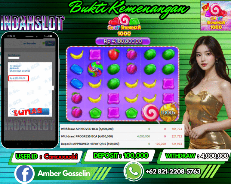 INDAHSLOT JACKPOT Sweet Bonanza 1000 Rp.4,000,000,- LUNAS!!