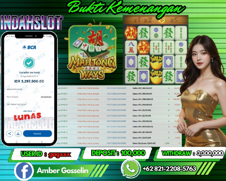 INDAHSLOT JACKPOT MAHJONG WAYS Rp.3,300,000,- LUNAS!!