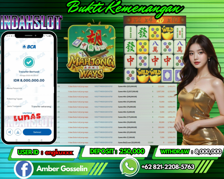 INDAHSLOT JACKPOT MAHJONG WAYS Rp.8,000,000,- LUNAS!!