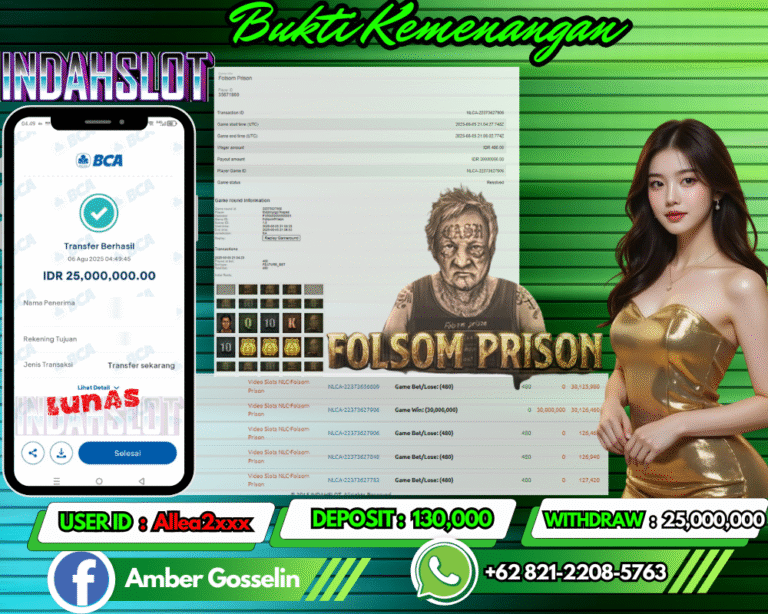 INDAHSLOT JACKPOT FOLSOM PRISON Rp.25,000,000,- LUNAS!!
