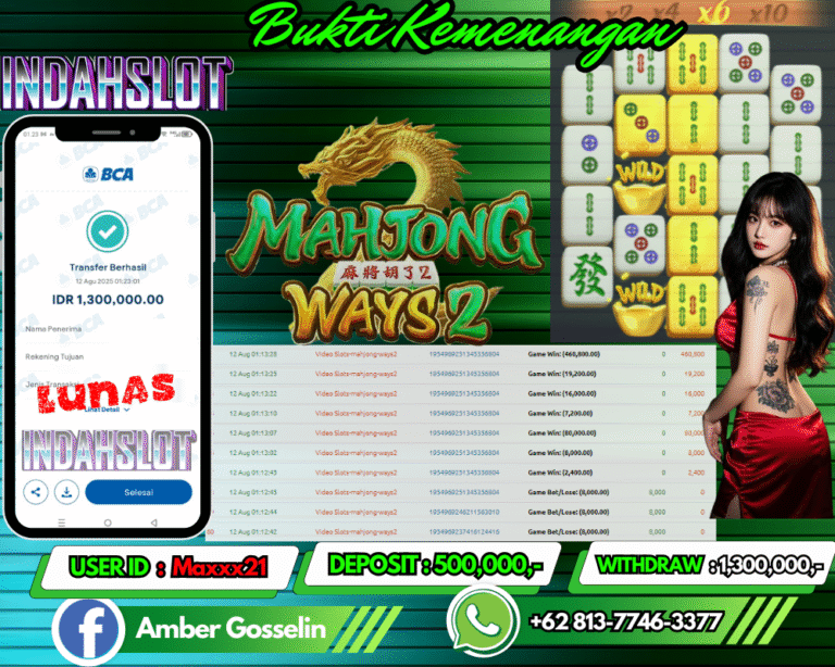 INDAHSLOT JACKPOT MAHJONG WAYS 2 Rp.1,300,000,- LUNAS!!