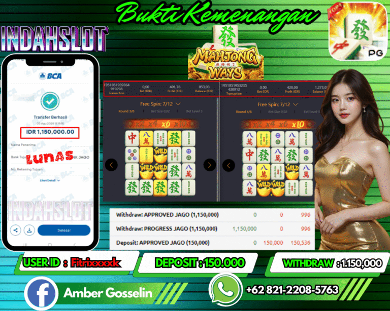 INDAHSLOT JACKPOT INDAHSLOT MAHJONG WAYS 1 Rp.1.150,000,- LUNAS!!