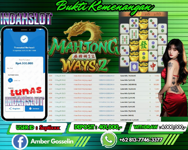 INDAHSLOT JACKPOT MAHJONG WAYS 2 Rp.4.000,000,- LUNAS!!