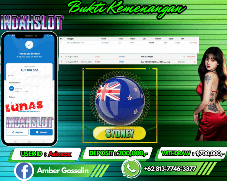 INDAHSLOT JACKPOT SYD 2D DI DEPANRp.1,700,000,- LUNAS!!