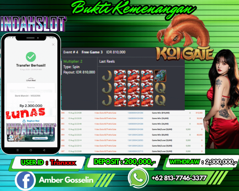 INDAHSLOT JACKPOT KOI GATE Rp.2,300,000,- LUNAS!!
