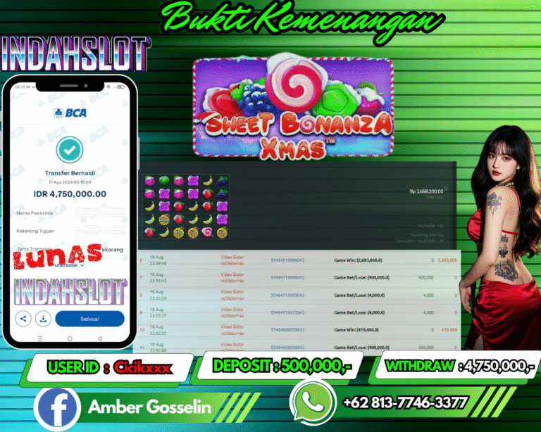 INDAHSLOT JACKPOT SWEET BONANZA XMAS Rp.4,750,000,- LUNAS!!