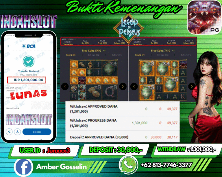 INDAHSLOT JACKPOT Legend of Perseus Rp.1.301,000,- LUNAS!!
