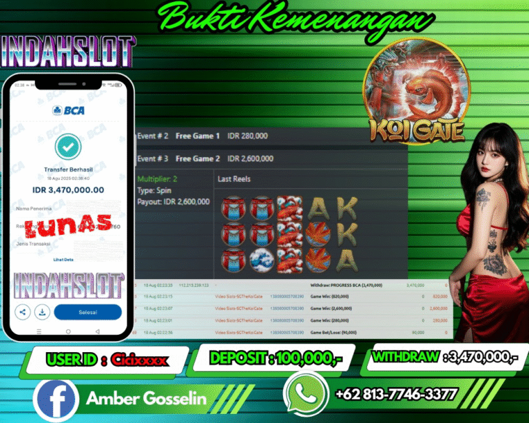 INDAHSLOT JACKPOT KOI GATE Rp.3,470,000,- LUNAS!!