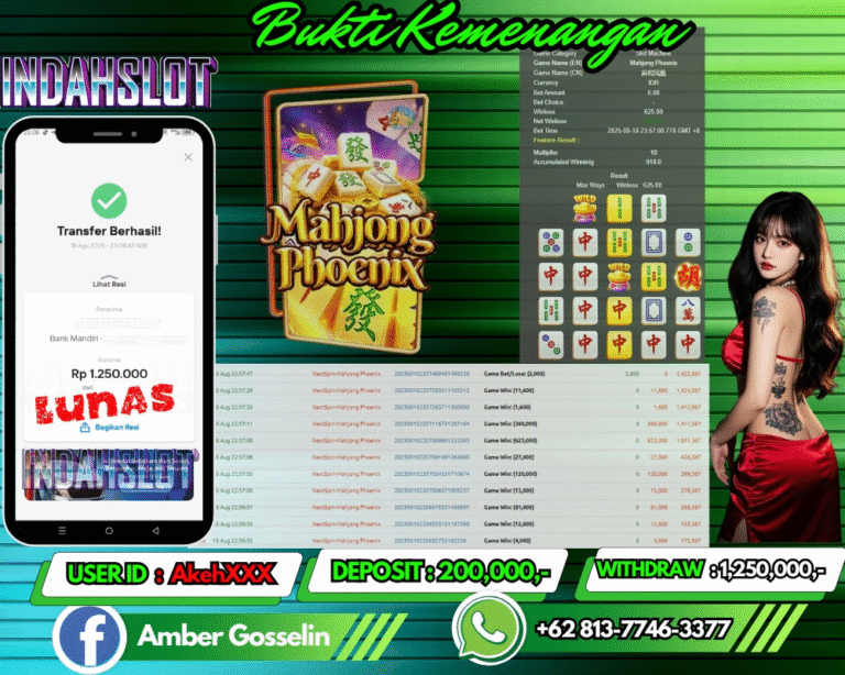 INDAHSLOT JACKPOT MAHJONG PHOENIX Rp.1,250,000,- LUNAS!!