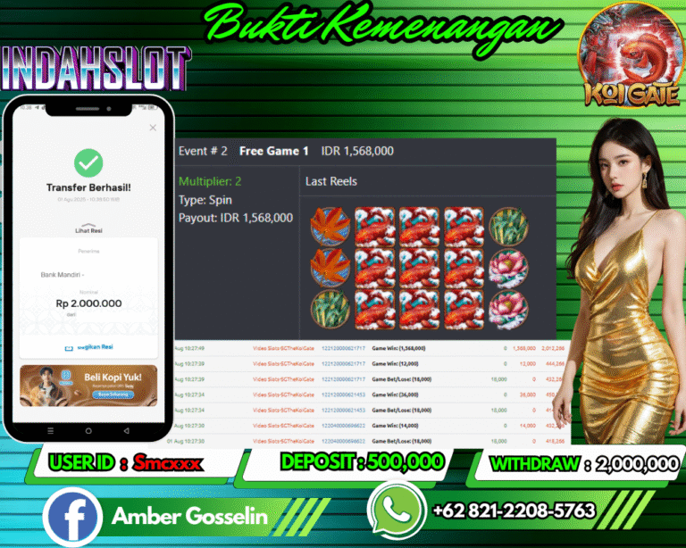 INDAHSLOT JACKPOT KOI GATE Rp.2,000,000,- LUNAS!!